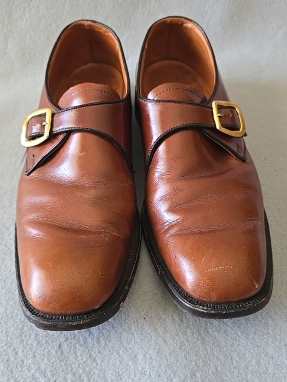 Winthrop Men's Sz 11 Single Monk Strap Leather Shoes - Brown Dress Shoes